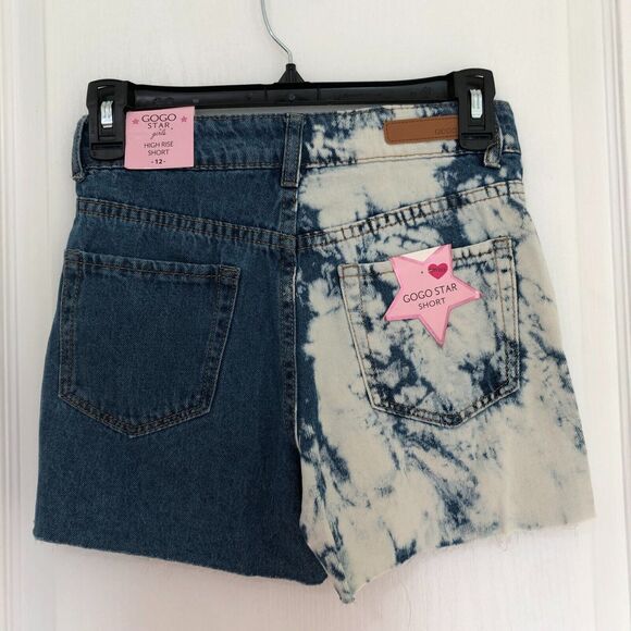 Gogo Star Kids Short Size 12 Blue High Rise 2 Toned Bleached Denim NWT - Picture 2 of 7